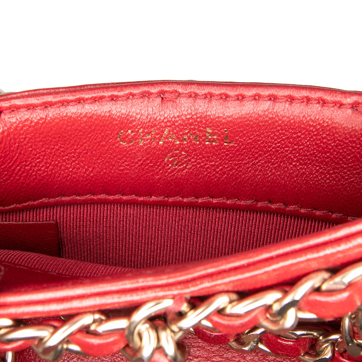 Lambskin Tech Me Out Clutch With Chain Red - Gaby Paris