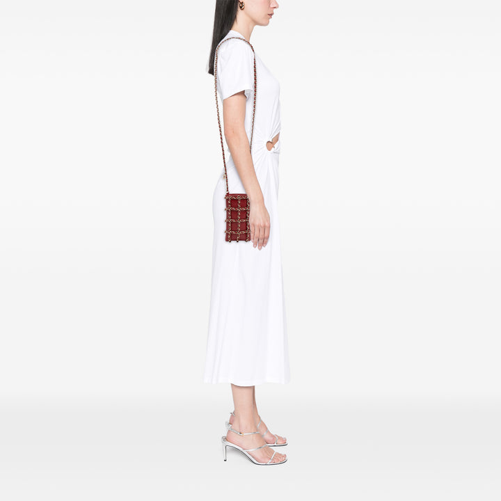 Lambskin Tech Me Out Clutch With Chain Red - Gaby Paris