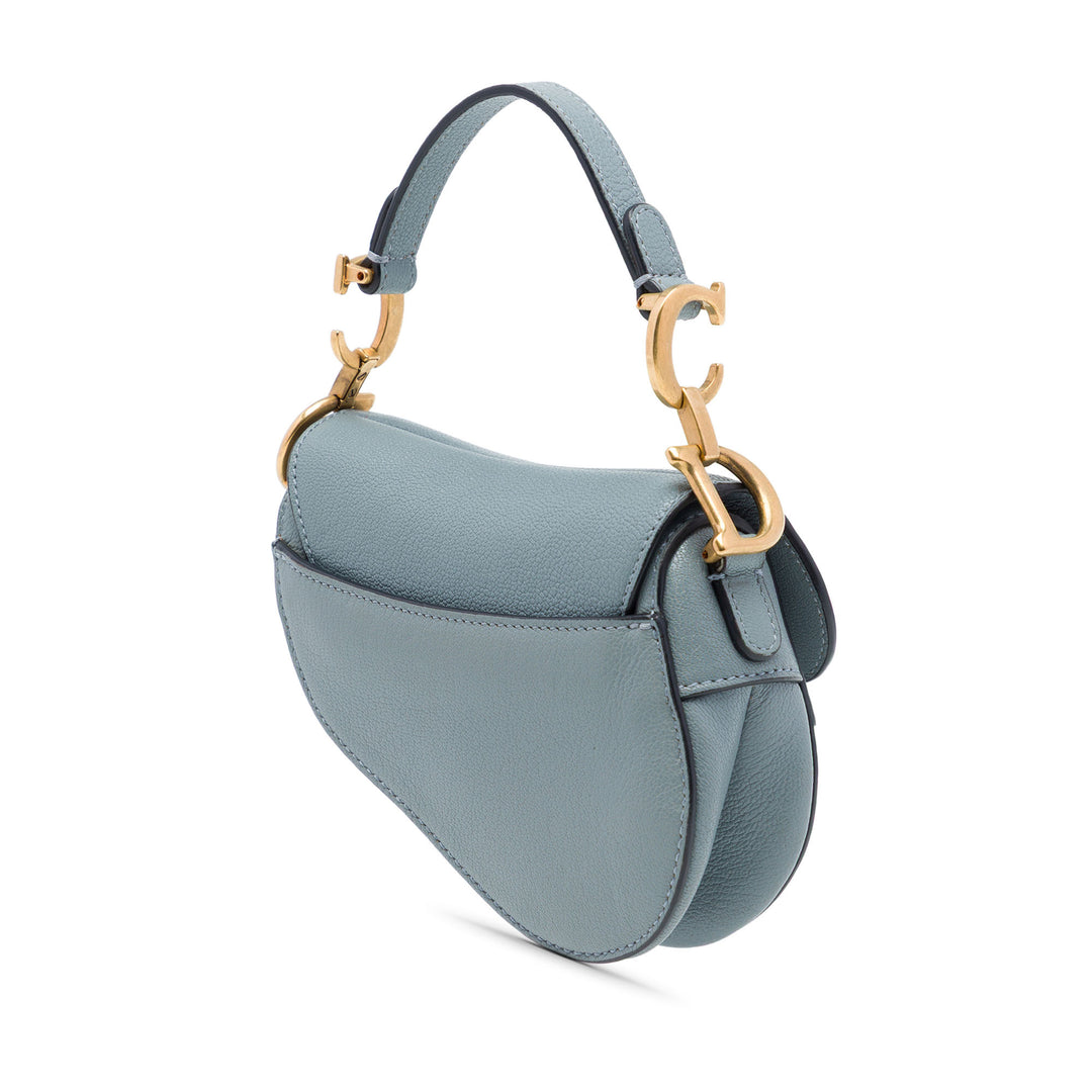 Dior Saddle Sac Micro Cuir de chèvre Bleu – vue 2 – GABY PARIS
