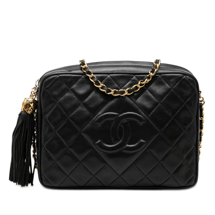 Chanel CC Matelassé Cuir d’agneau Pompon Sac caméra