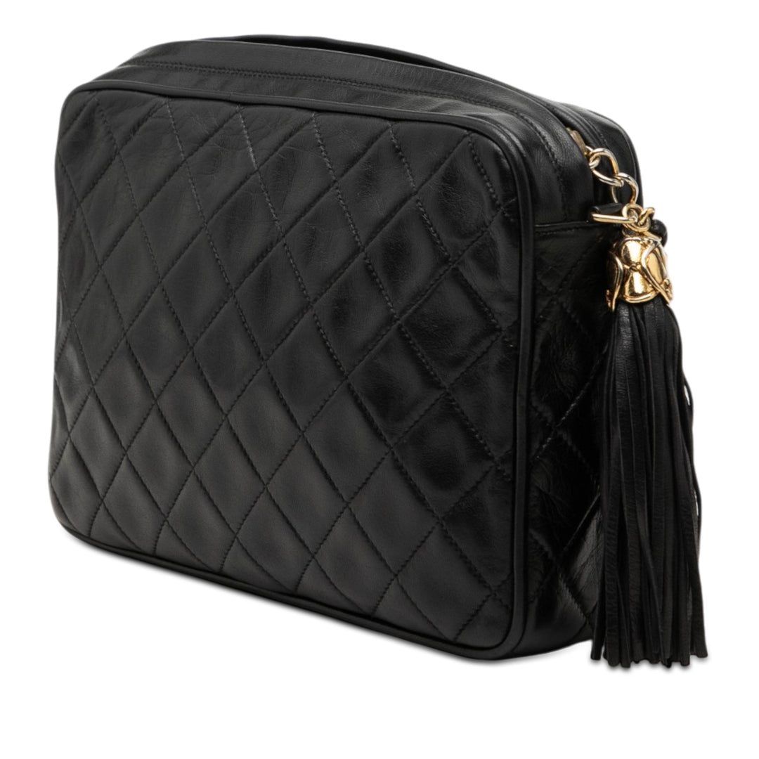 Chanel CC Matelassé Cuir d’agneau Pompon Sac caméra
