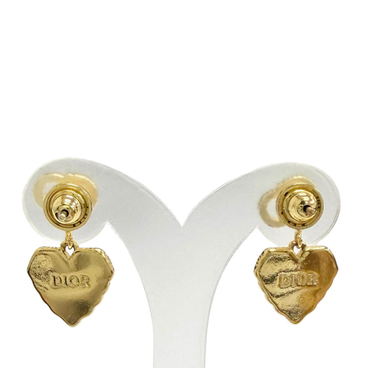 plaqué Perles fantaisie CD Logo Heart pendantes Bullet Back Boucles d'oreilles Doré