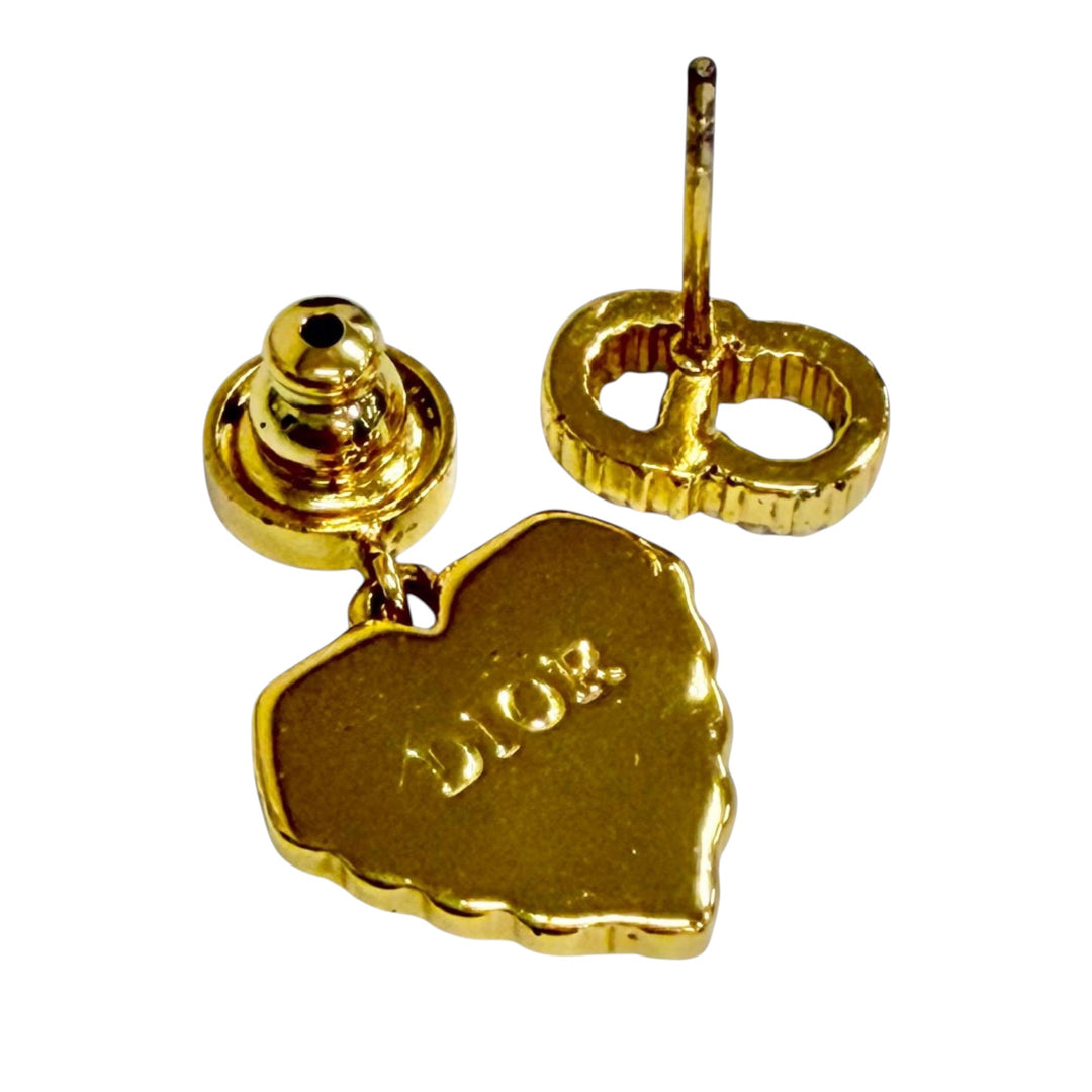 plaqué Perles fantaisie CD Logo Heart pendantes Bullet Back Boucles d'oreilles Doré