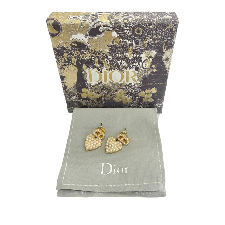 plaqué Perles fantaisie CD Logo Heart pendantes Bullet Back Boucles d'oreilles Doré