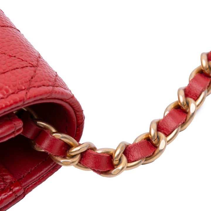 CC Mixed Quilt Caviar Wallet On Chain Red - Gaby Paris