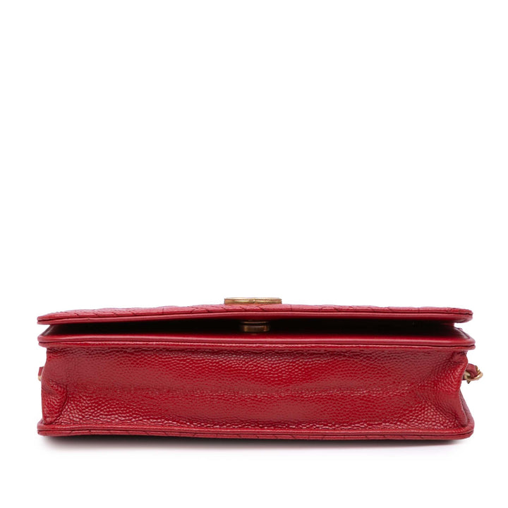 CC Mixed Quilt Caviar Wallet On Chain Red - Gaby Paris