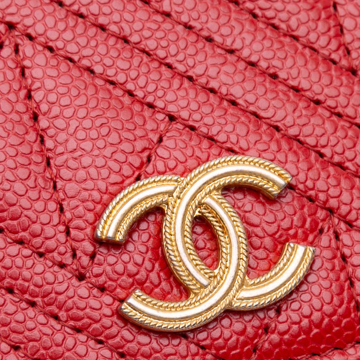 CC Mixed Quilt Caviar Wallet On Chain Red - Gaby Paris