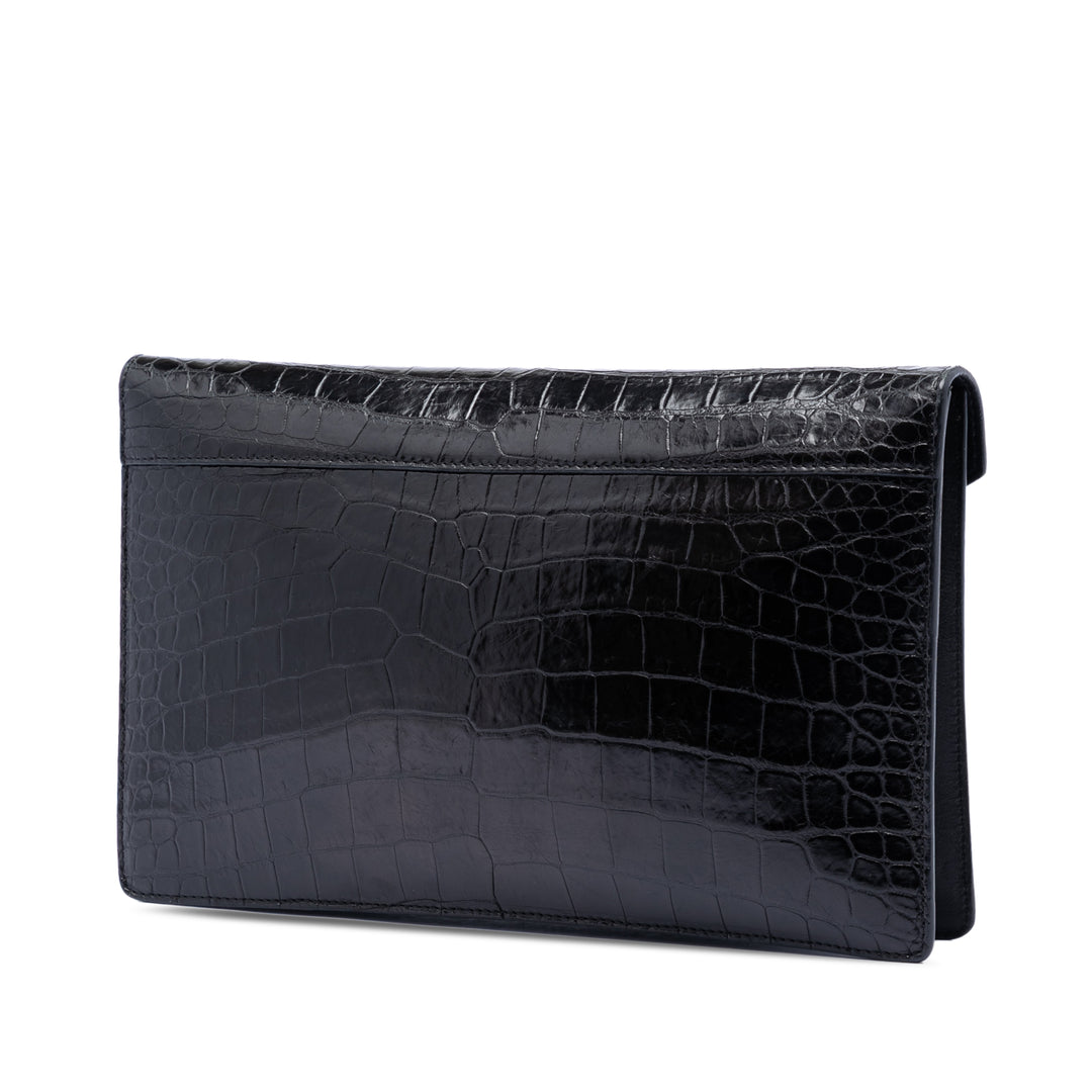 Celine Croc embossé Cuir Envelope Pochette