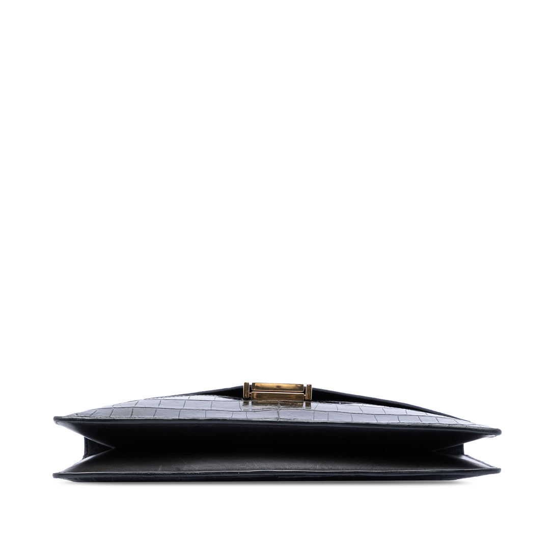 Celine Croc embossé Cuir Envelope Pochette