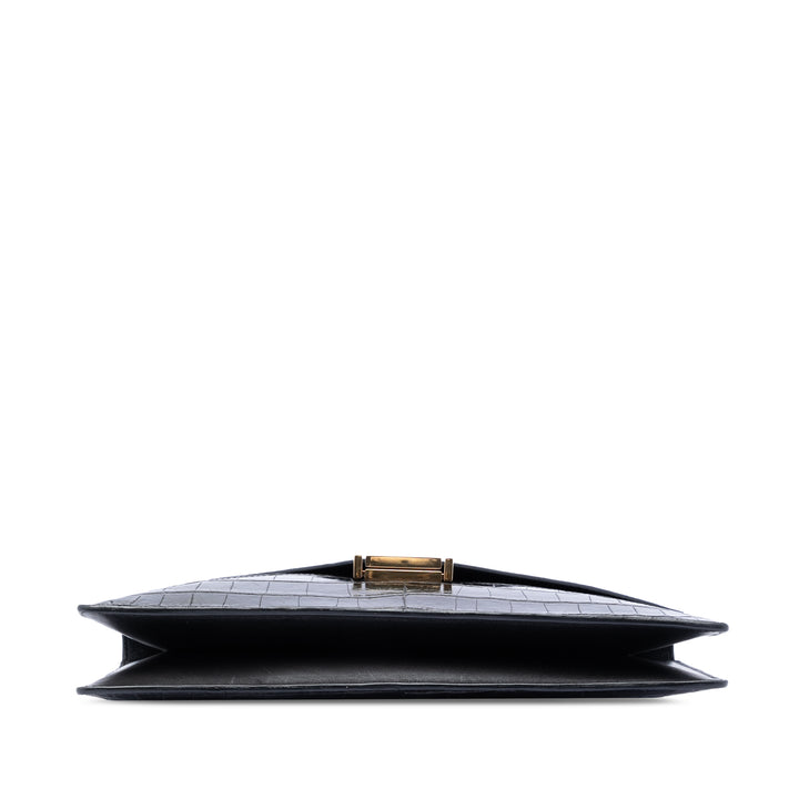 Celine Croc embossé Cuir Envelope Pochette