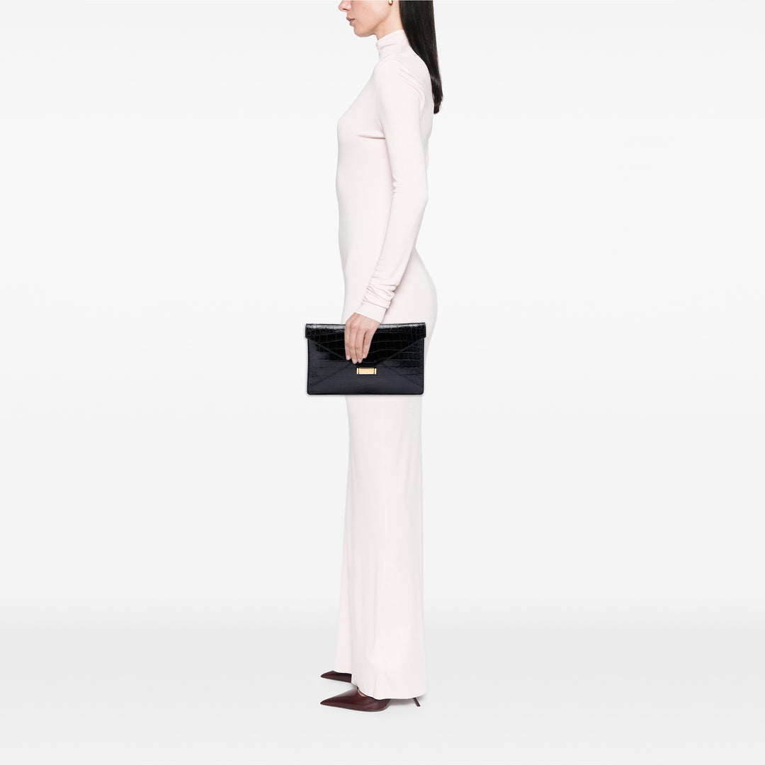 Celine Croc embossé Cuir Envelope Pochette