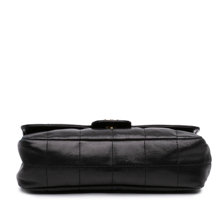Carré Chocolate Bar Rabat simple Mini Cuir d'agneau Noir