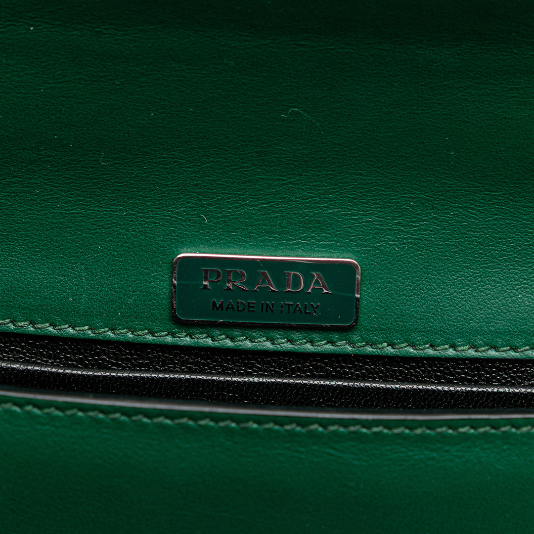 Saffiano Trimmed City Calf Crystal Cahier Crossbody Green - Gaby Paris
