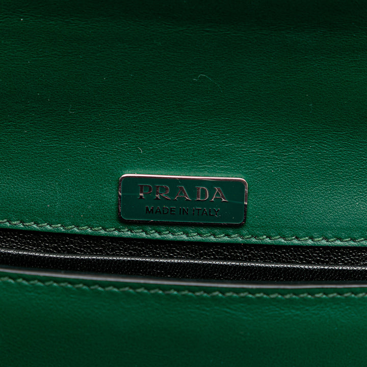 Saffiano Trimmed City Calf Crystal Cahier Crossbody Green - Gaby Paris