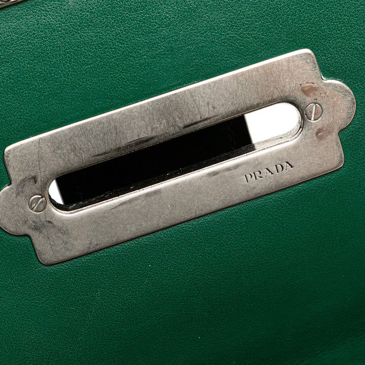 Saffiano Trimmed City Calf Crystal Cahier Crossbody Green - Gaby Paris