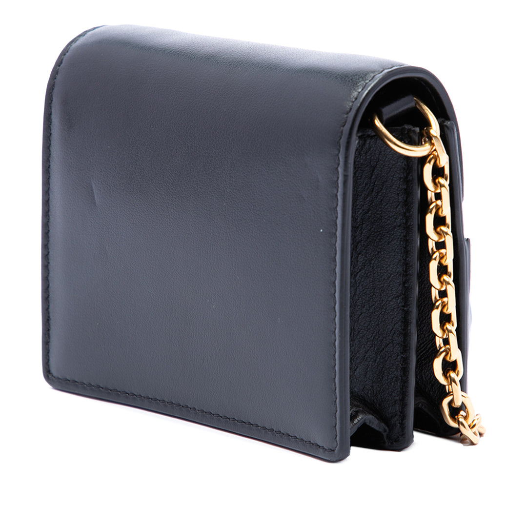 Triomphe Maillon Wallet on Chain Mini Cuir de veau lisse Noir