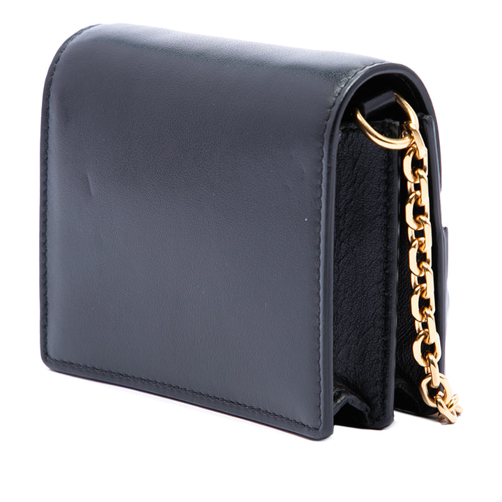 Triomphe Maillon Wallet on Chain Mini Cuir de veau lisse Noir