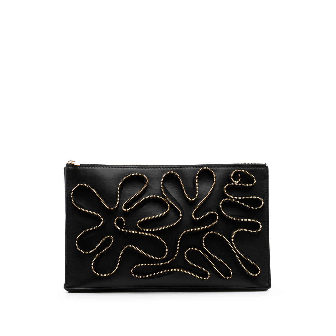 Faux Nappa Cavendish Zipper Clutch Black - Gaby Paris