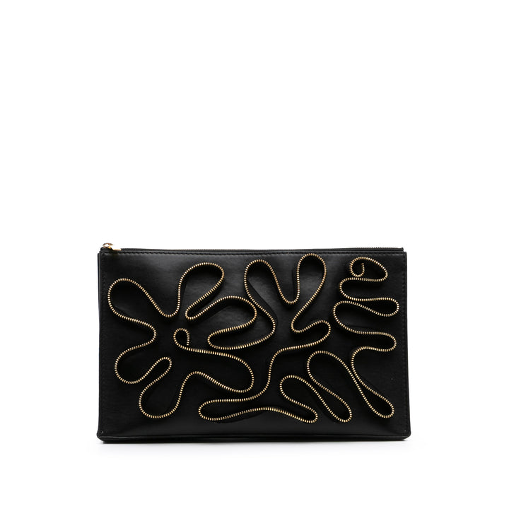 Faux Nappa Cavendish Zipper Clutch Black - Gaby Paris
