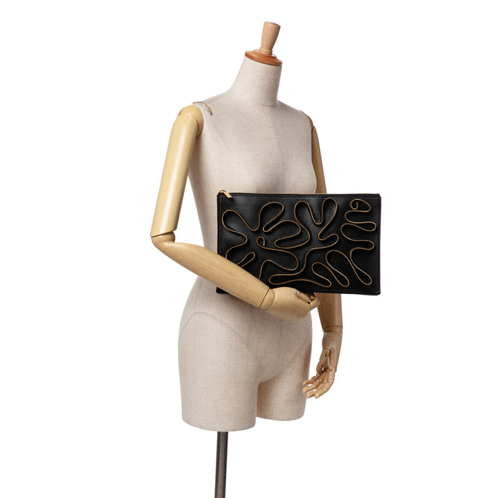 Faux Nappa Cavendish Zipper Clutch Black - Gaby Paris