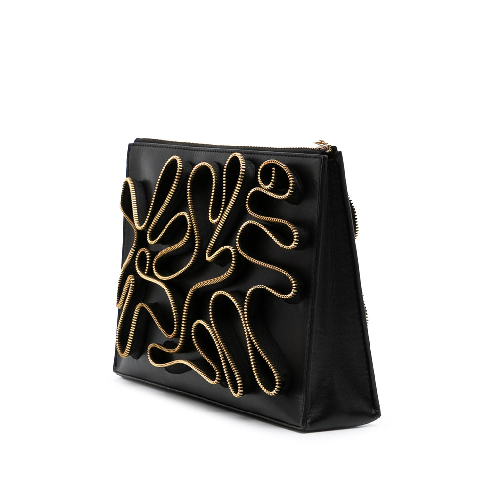 Faux Nappa Cavendish Zipper Clutch Black - Gaby Paris