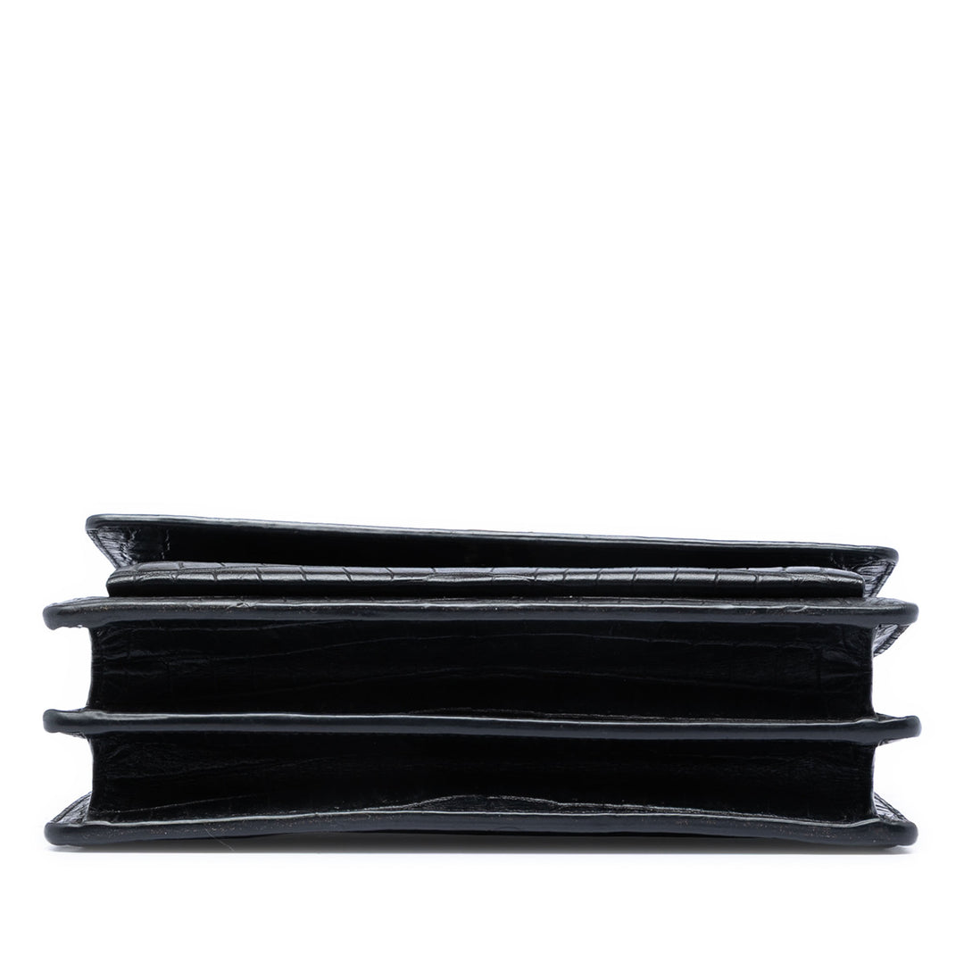 Saint Laurent Medium Croc embossé Cuir Monogram Sunset Sac porté croisé