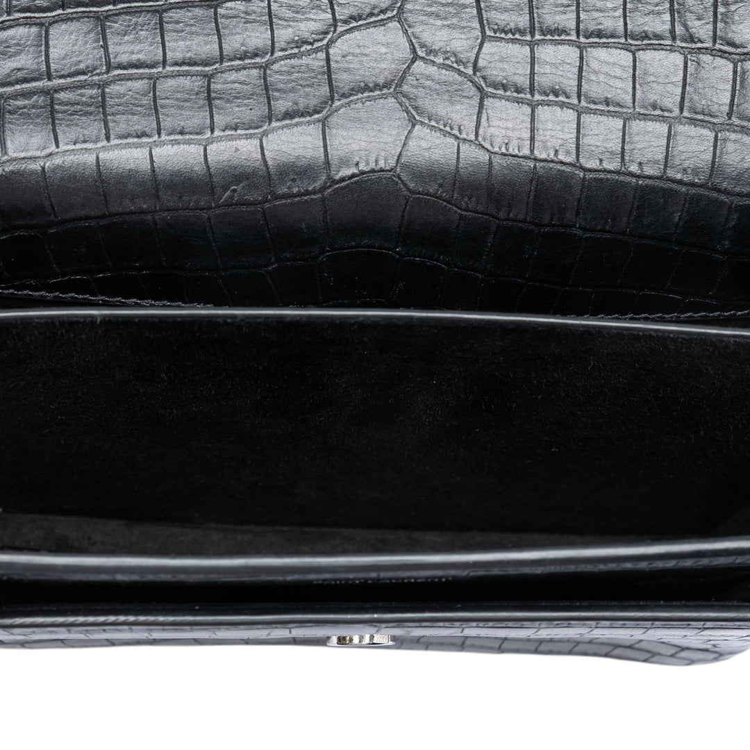 Saint Laurent Medium Croc embossé Cuir Monogram Sunset Sac porté croisé
