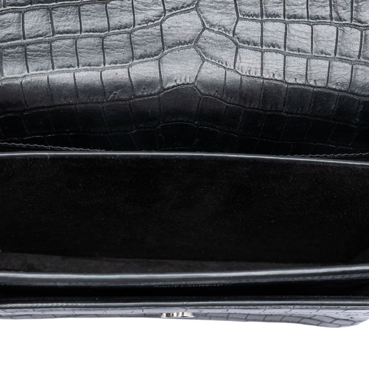Saint Laurent Medium Croc embossé Cuir Monogram Sunset Sac porté croisé