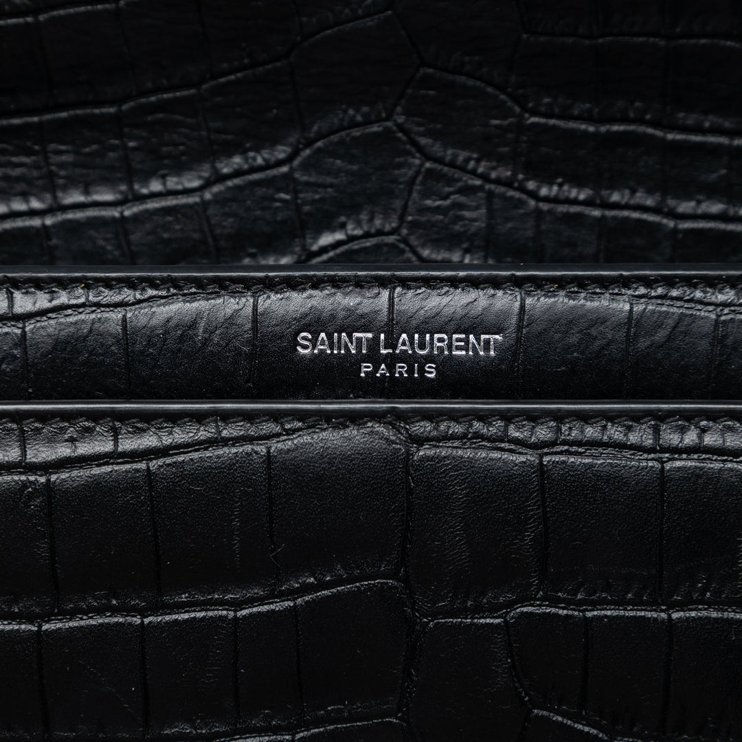 Saint Laurent Medium Croc embossé Cuir Monogram Sunset Sac porté croisé