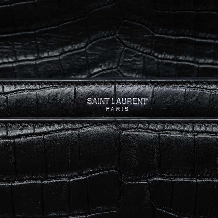 Saint Laurent Medium Croc embossé Cuir Monogram Sunset Sac porté croisé