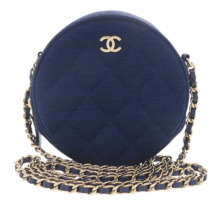 Chanel CC Matelassé Jersey Rond Pochette avec chaîne
