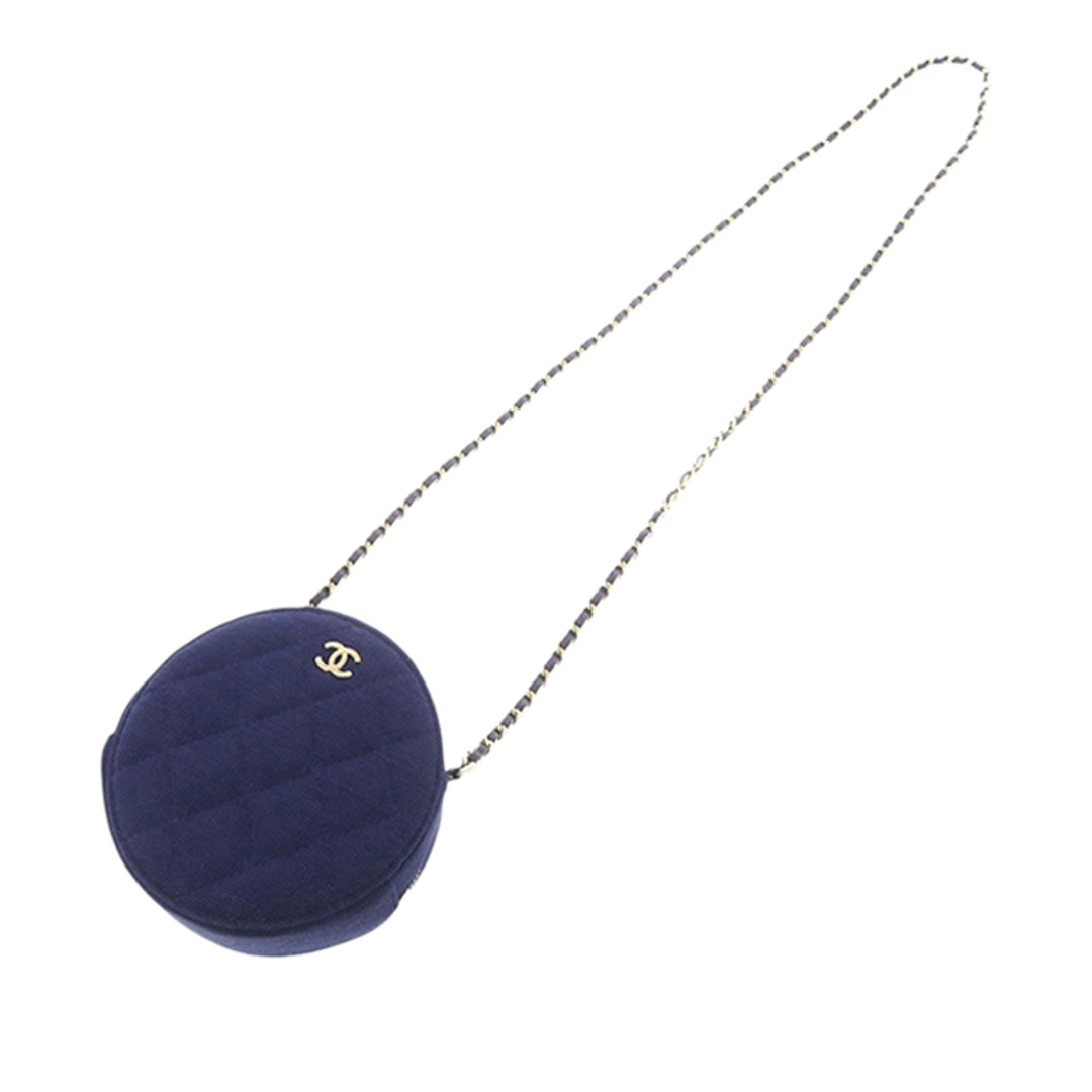 Chanel CC Matelassé Jersey Rond Pochette avec chaîne