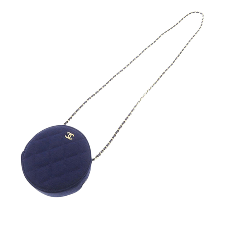 Chanel CC Matelassé Jersey Rond Pochette avec chaîne