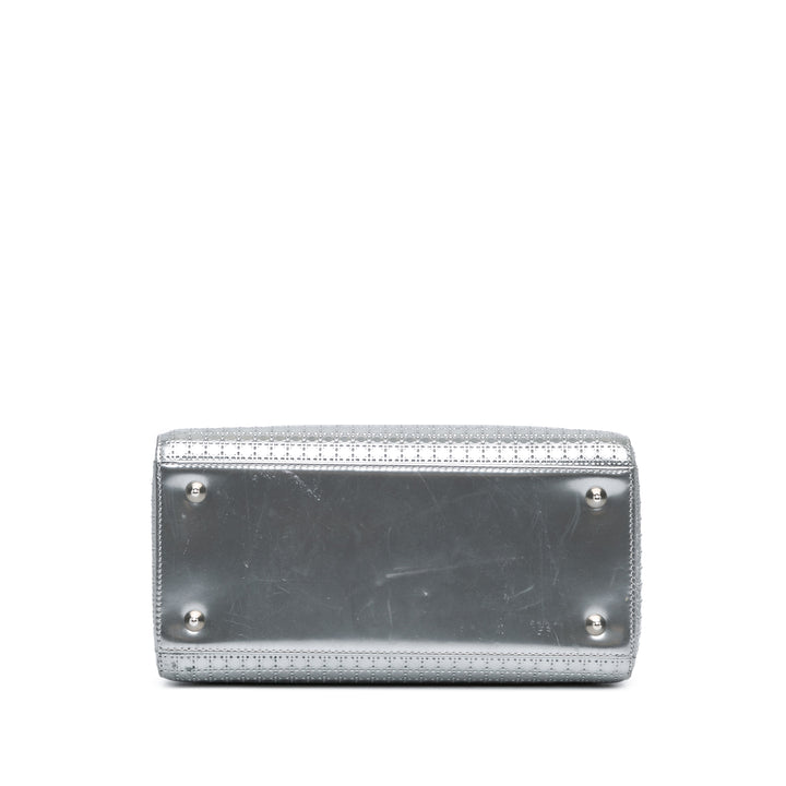 Medium Patent Microcannage Lady Dior Silver - Gaby Paris