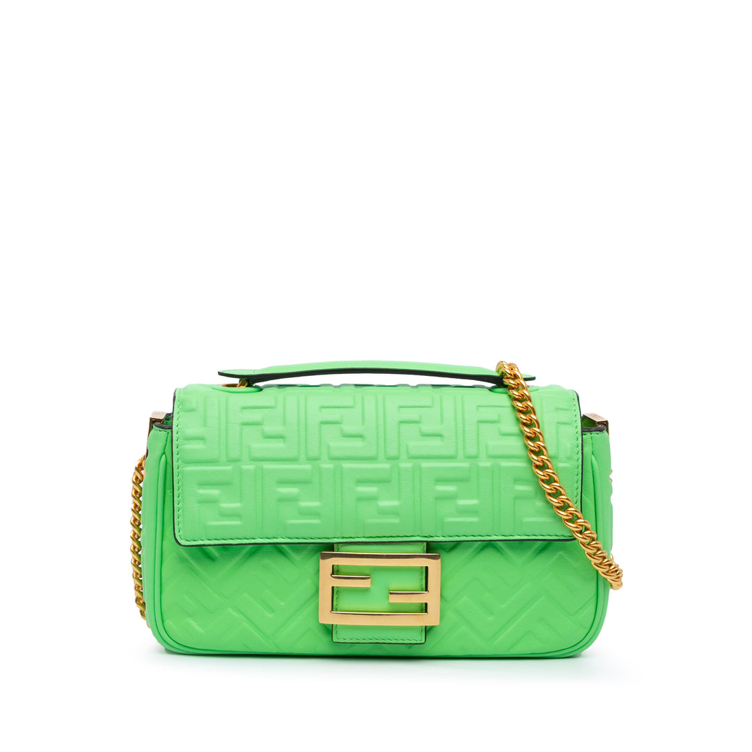 Fendi Zucca embossé Cuir Chain Midi Baguette