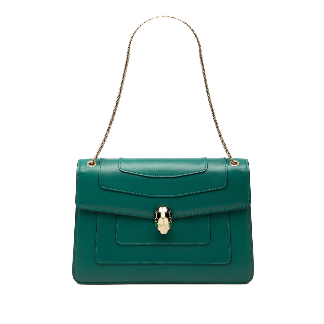 Serpenti Forever Sac Moyen Cuir de veau Vert