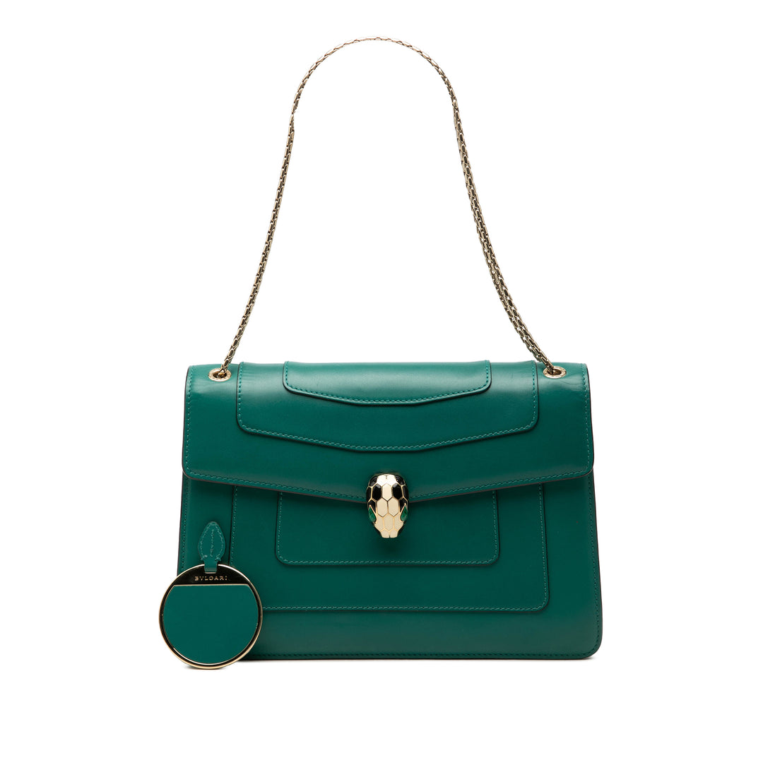 Serpenti Forever Sac Moyen Cuir de veau Vert