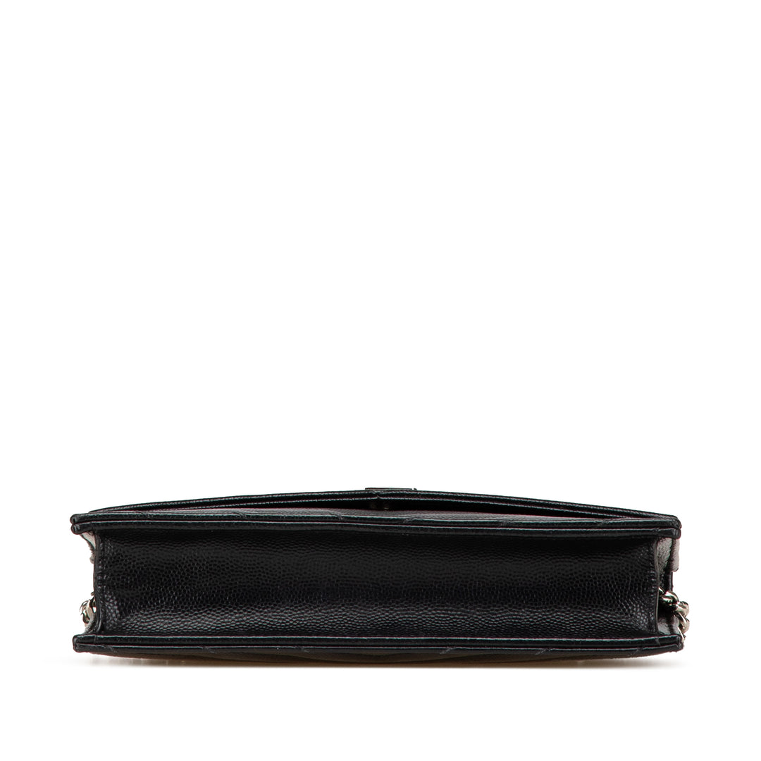 Saint Laurent Grain De Poudre Matelasse Chevron Monogram Chain Portefeuille Noir – GABY PARIS Authentique