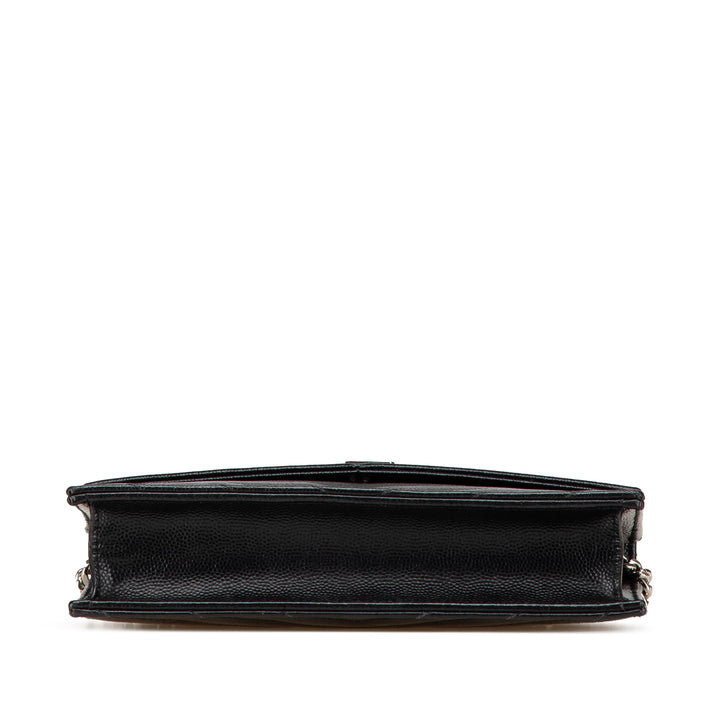 Saint Laurent Grain De Poudre Matelasse Chevron Monogram Chain Portefeuille Noir – GABY PARIS Authentique