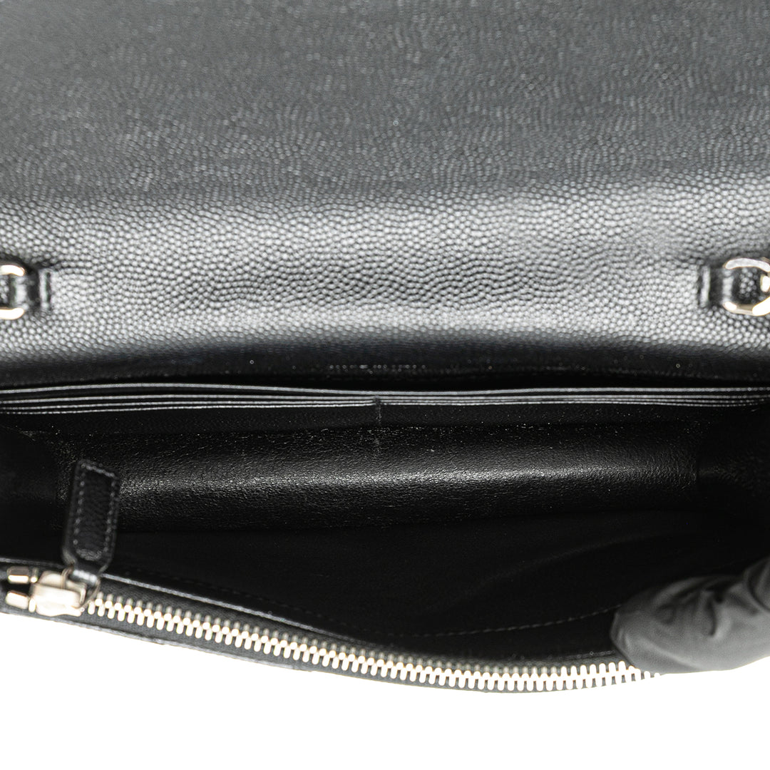 Saint Laurent Grain De Poudre Matelasse Chevron Monogram Chain Portefeuille Noir – GABY PARIS Authentique