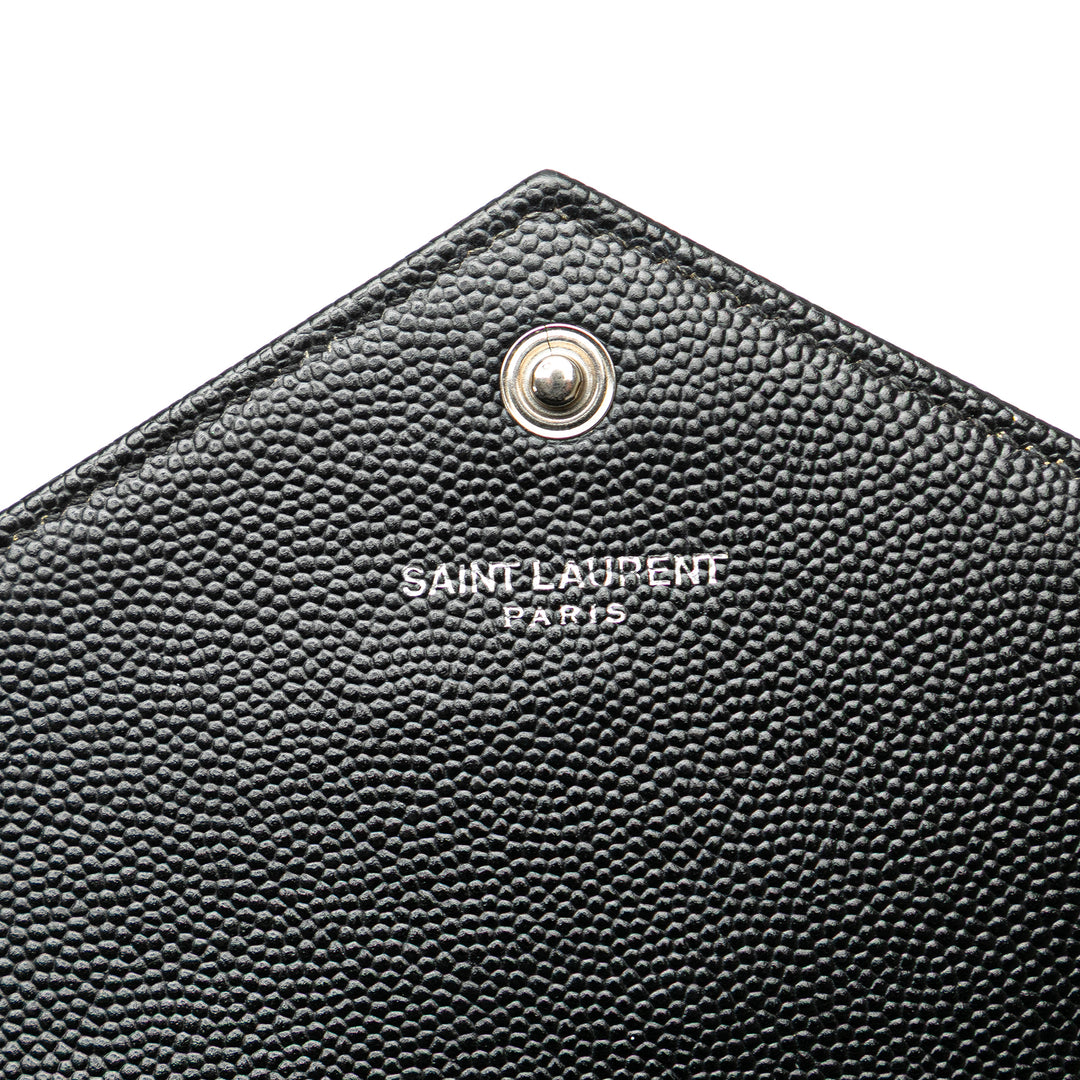 Saint Laurent Grain De Poudre Matelasse Chevron Monogram Chain Portefeuille Noir – GABY PARIS Authentique