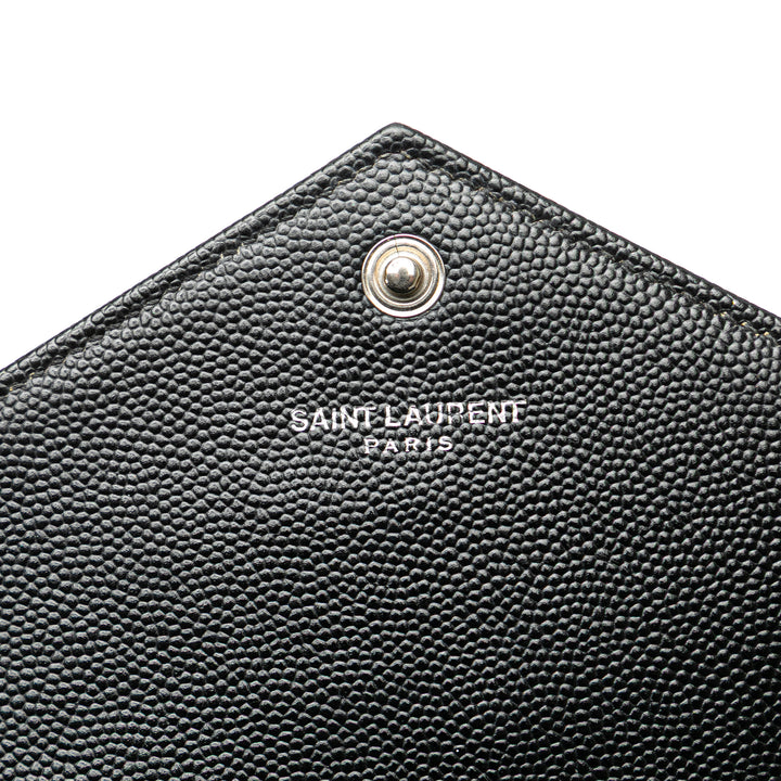 Saint Laurent Grain De Poudre Matelasse Chevron Monogram Chain Portefeuille Noir – GABY PARIS Authentique