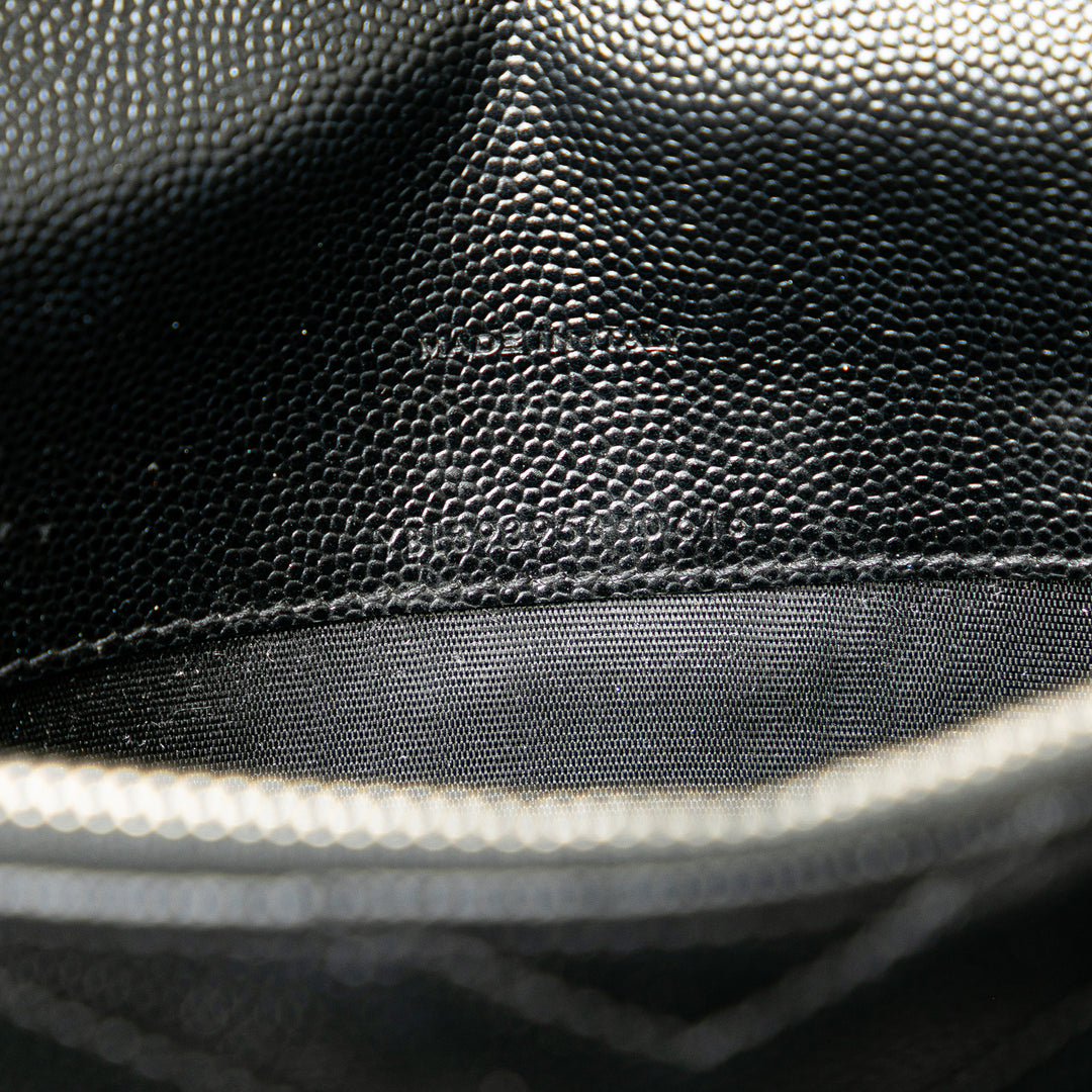 Saint Laurent Grain De Poudre Matelasse Chevron Monogram Chain Portefeuille Noir – GABY PARIS Authentique