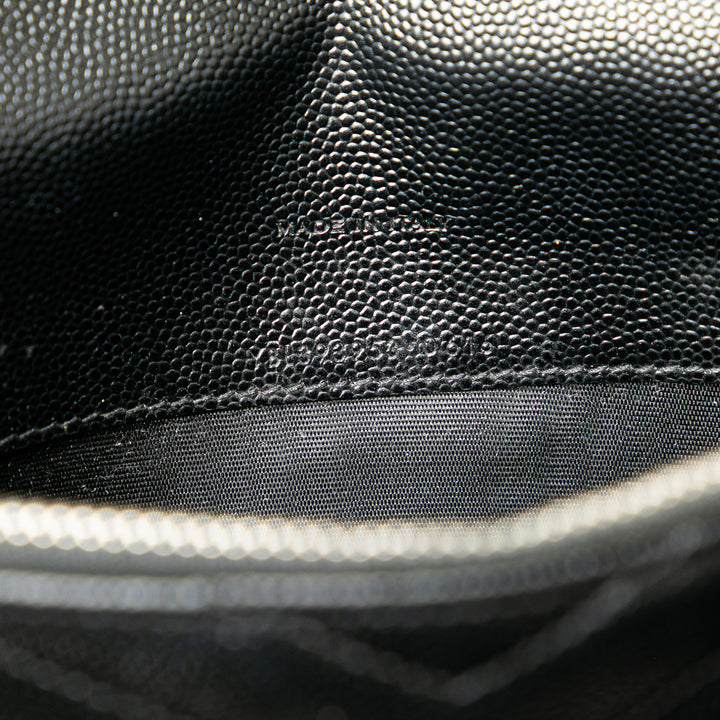 Saint Laurent Grain De Poudre Matelasse Chevron Monogram Chain Portefeuille Noir – GABY PARIS Authentique