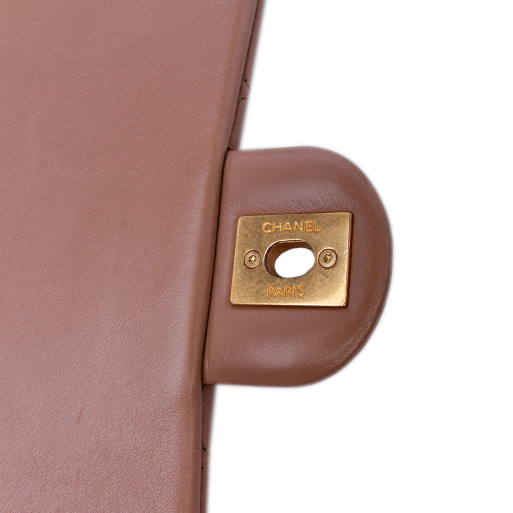 Medium Quilted Lambskin Pillow Crush Flap Brown - Gaby Paris