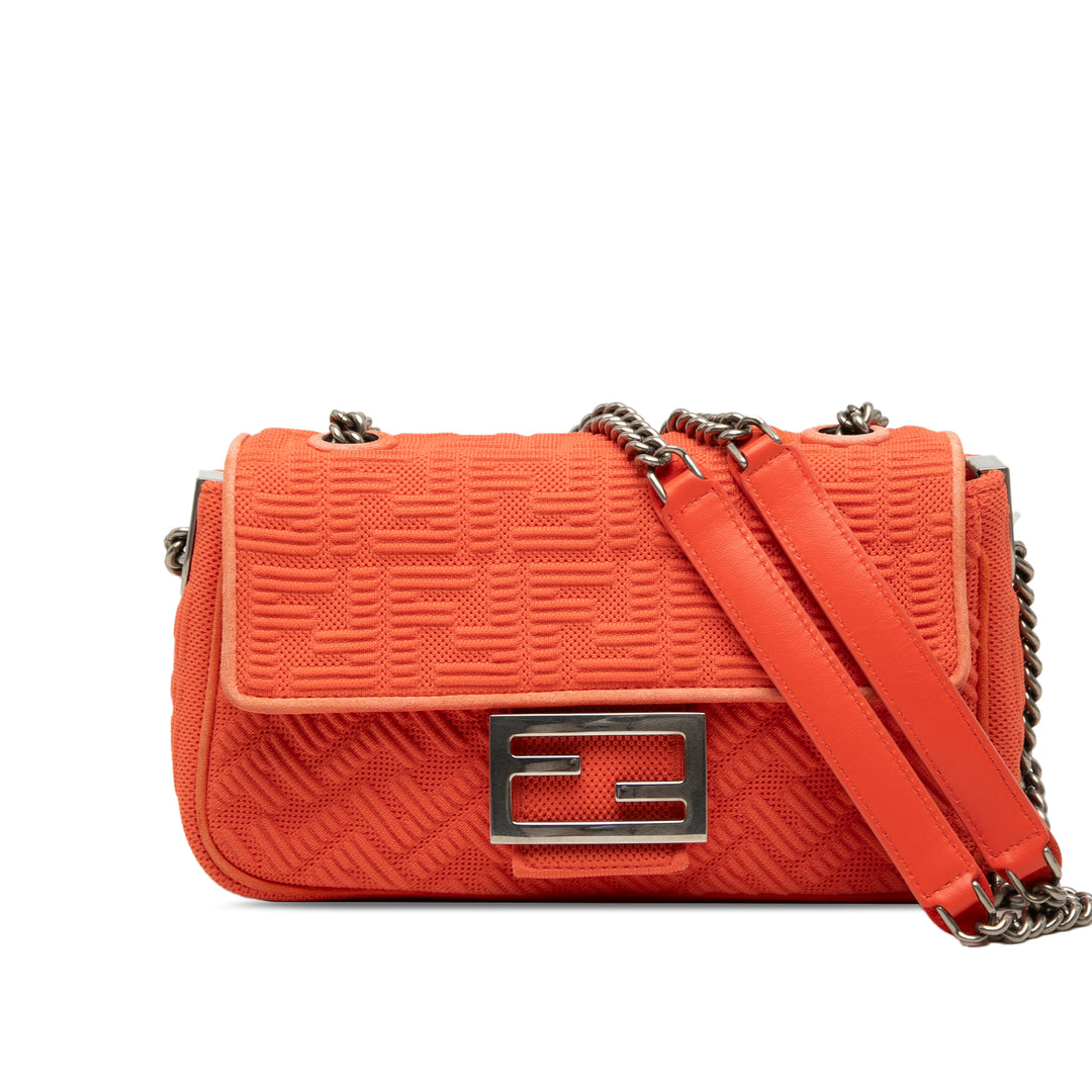 Fendi Zucca embossé Technical Fabric Chain Midi Baguette