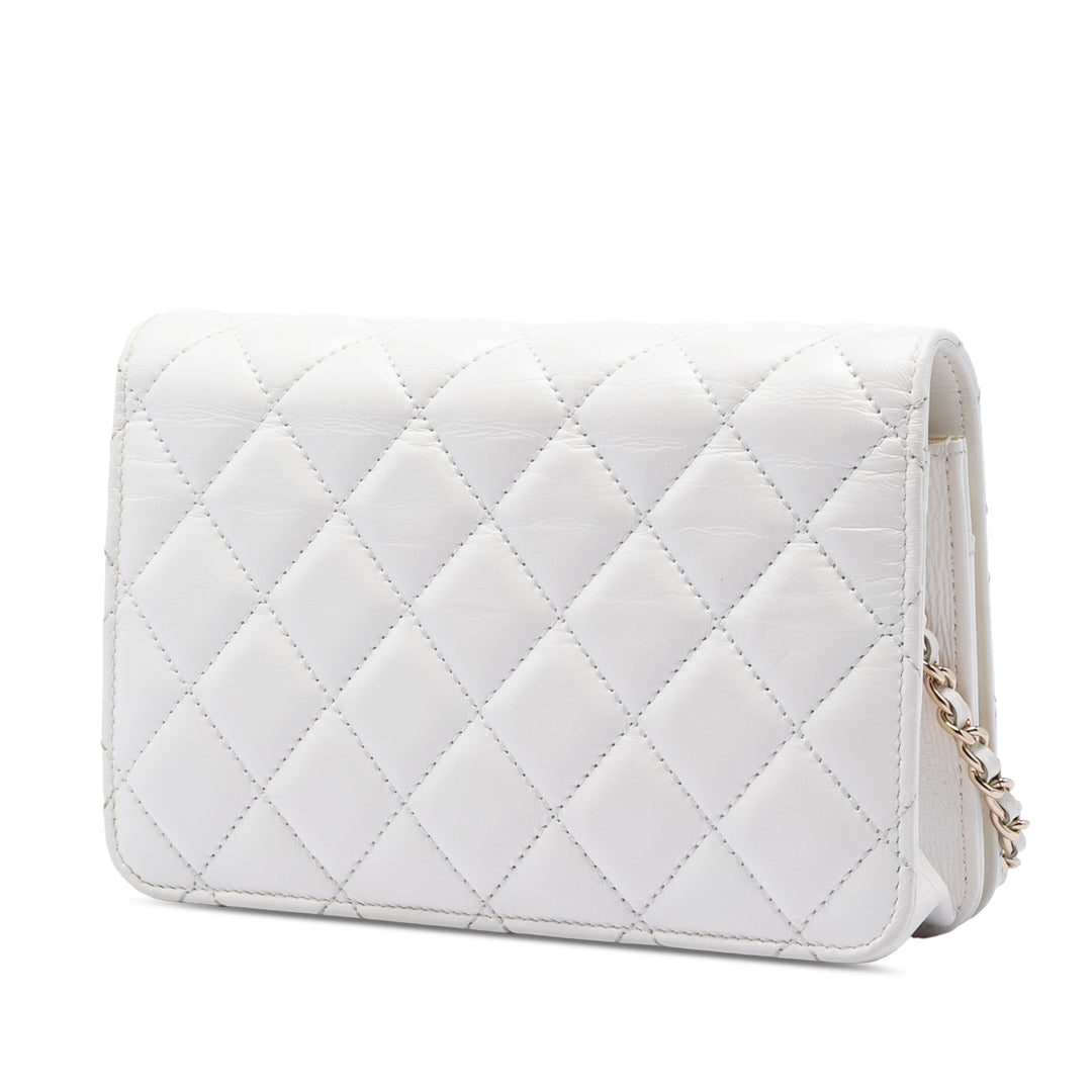 Chanel CC froissé Chevron Cuir de veau Wallet on Chain