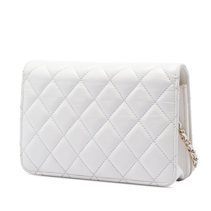 Chanel CC froissé Chevron Cuir de veau Wallet on Chain