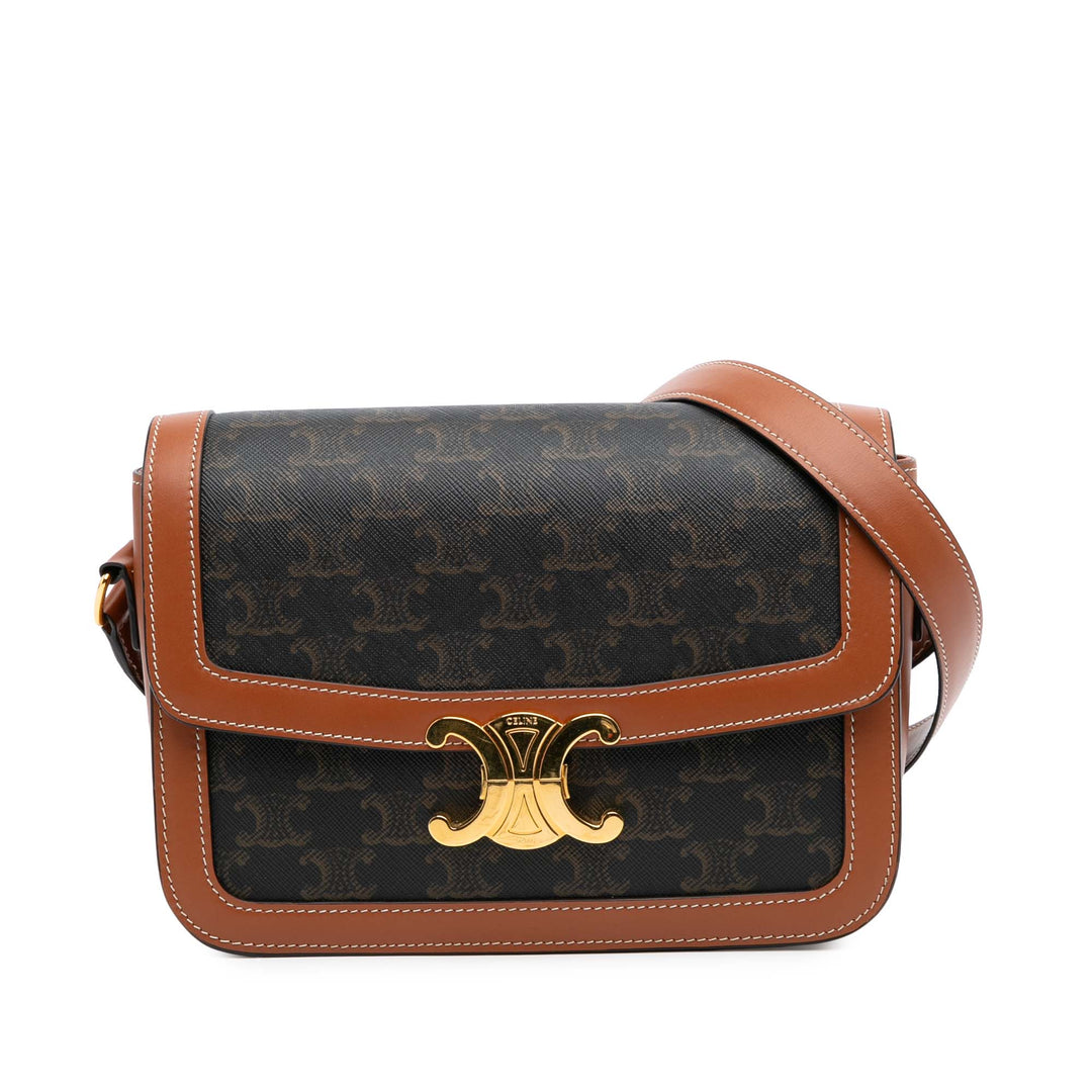Celine Classique Triomphe Coated Toile and Cuir de veau Triomphe Sac porté croisé Marron – GABY PARIS Authentique