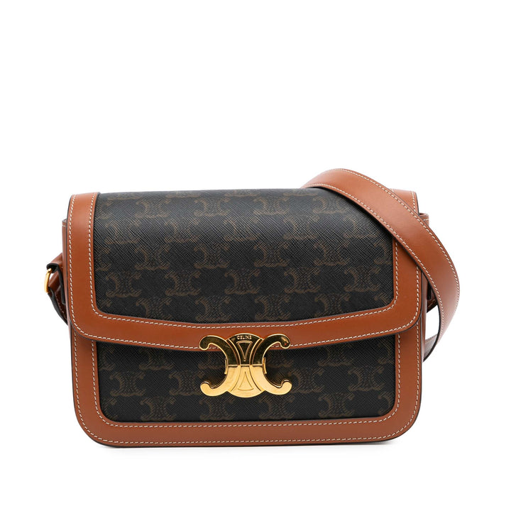 Celine Classique Triomphe Coated Toile and Cuir de veau Triomphe Sac porté croisé Marron – GABY PARIS Authentique